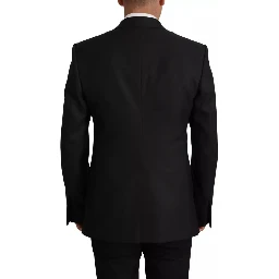 Black Polyester Single Breasted BlazerJacket