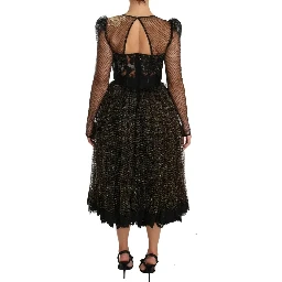 Black Gold Crystal Heart A-line Dress