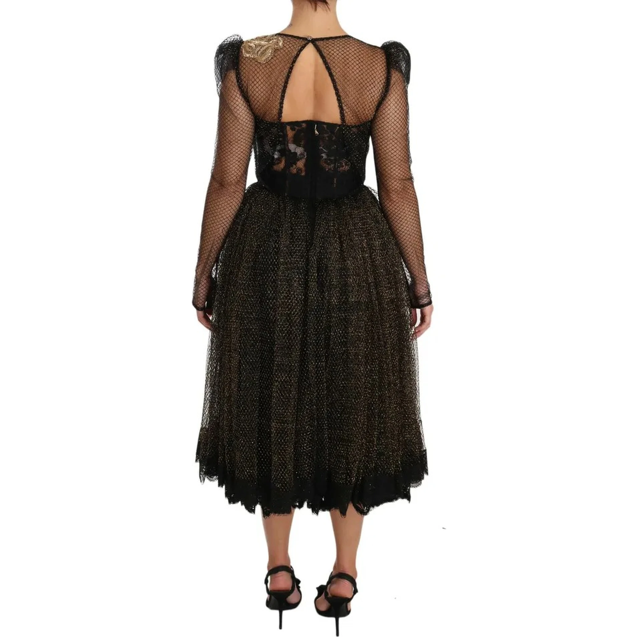 Black Gold Crystal Heart A-line Dress