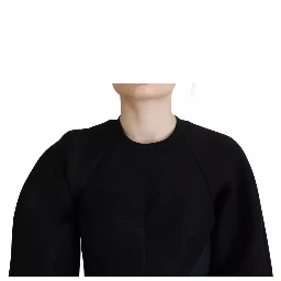 Cotton Black Long Sleeves A-line Mini Dress