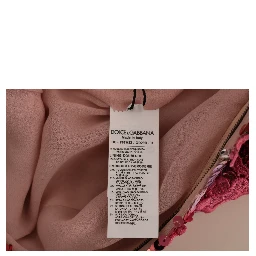 Pink Floral Sequined Crystal Gown Dress