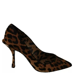 Brown Leopard Pony Hair Heels Pumps Shoes