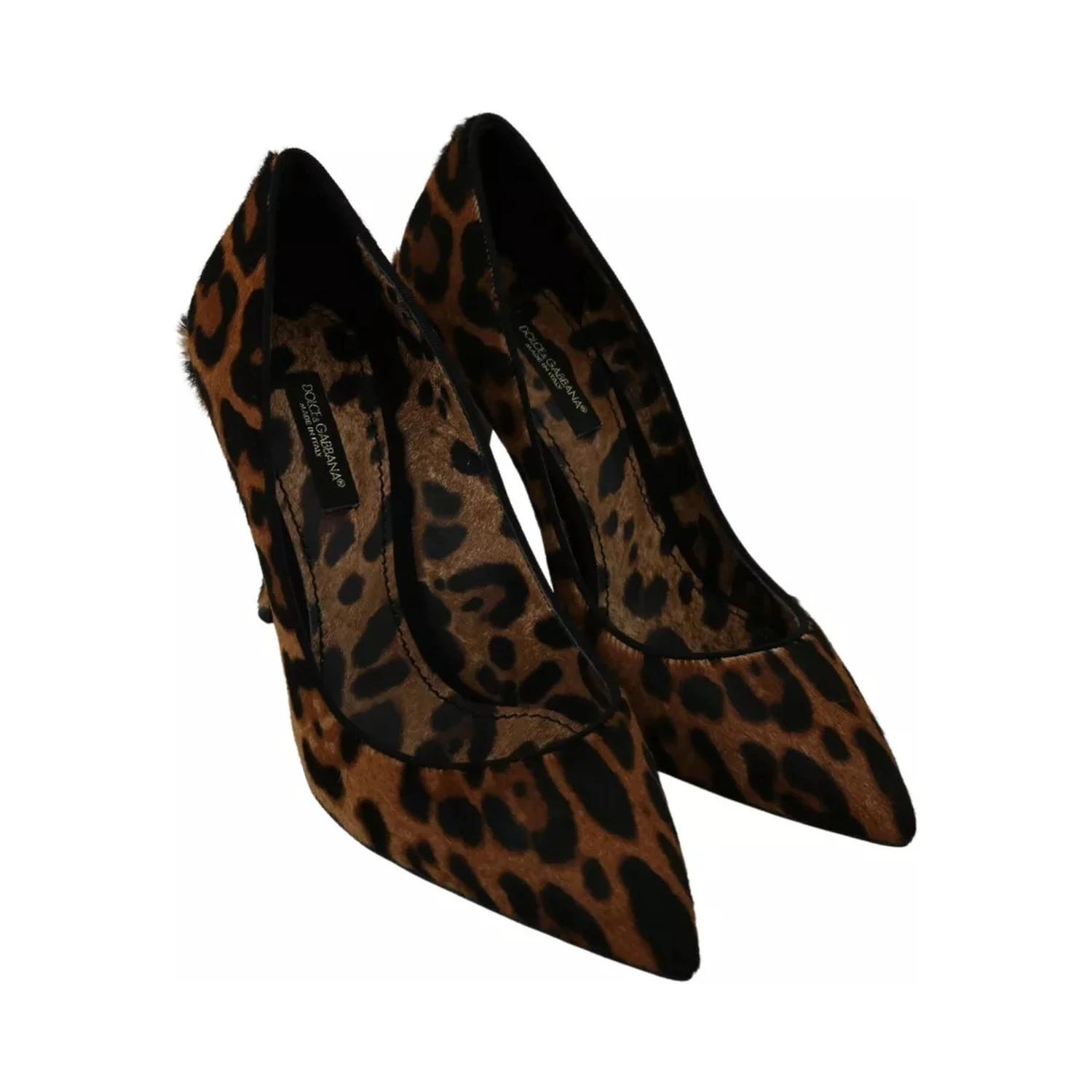 Brown Leopard Pony Hair Heels Pumps Shoes