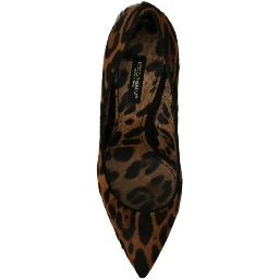 Brown Leopard Pony Hair Heels Pumps Shoes