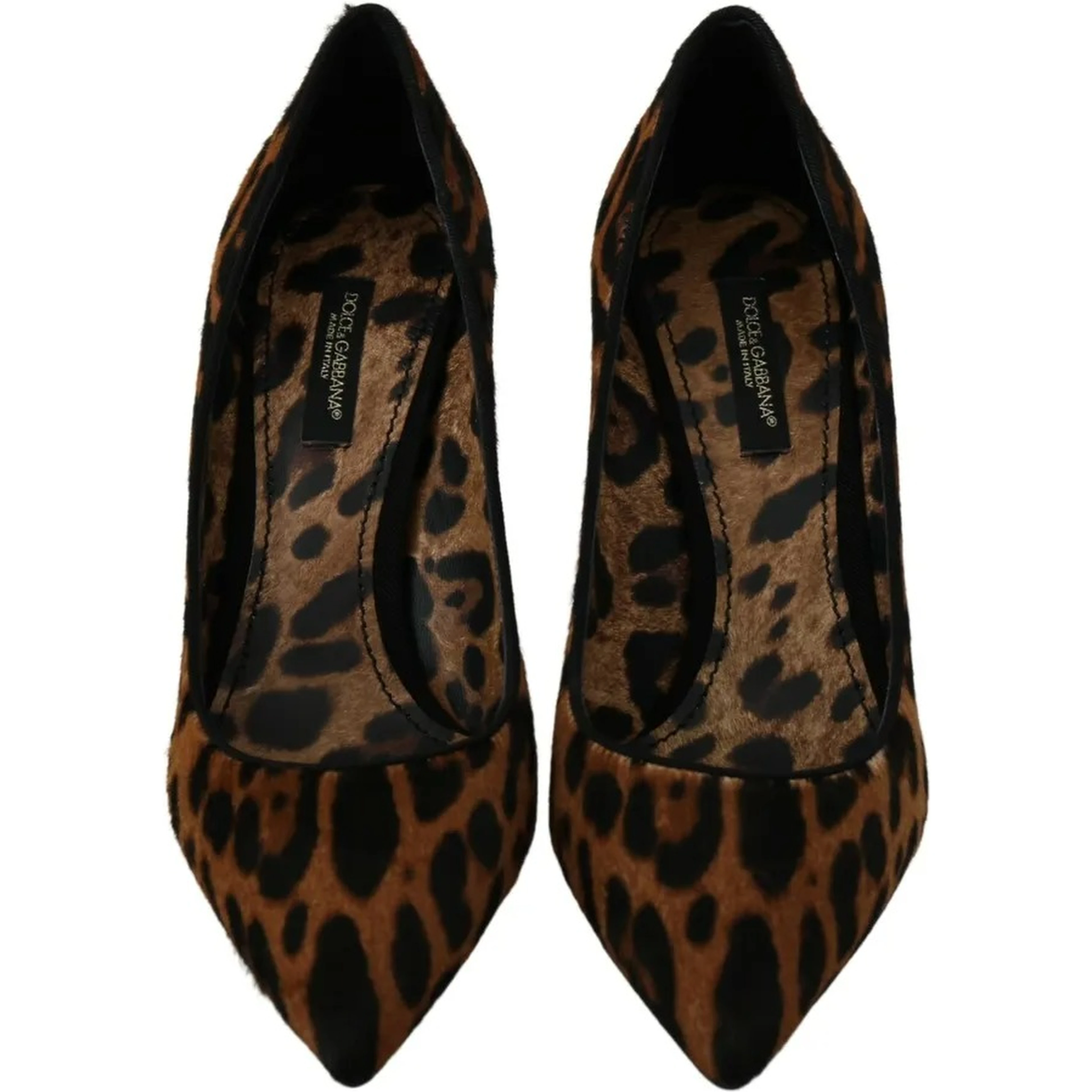 Brown Leopard Pony Hair Heels Pumps Shoes