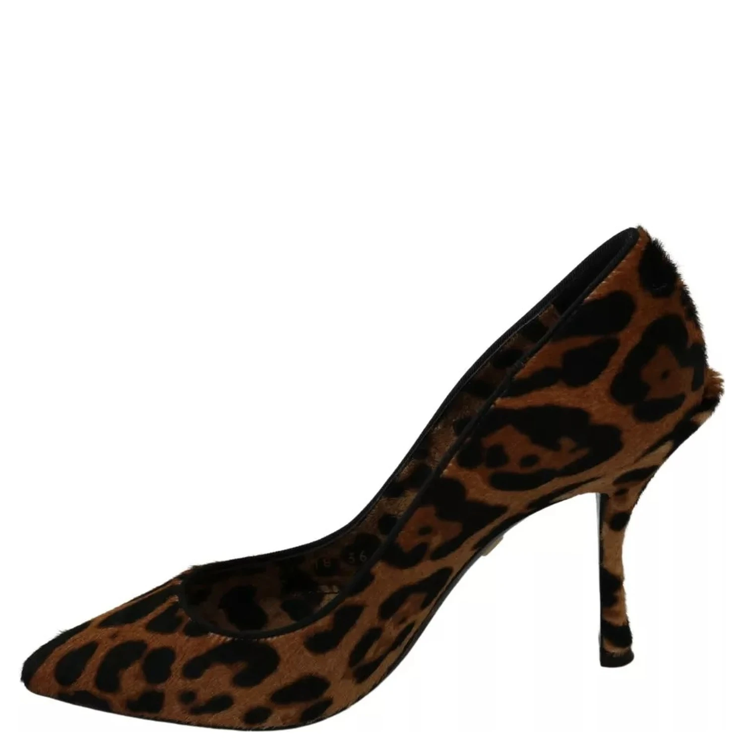 Brown Leopard Pony Hair Heels Pumps Shoes