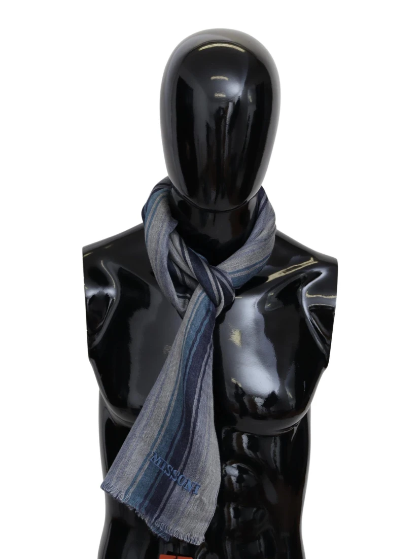 Multicolor Wool Striped Unisex Neck Wrap Shawl