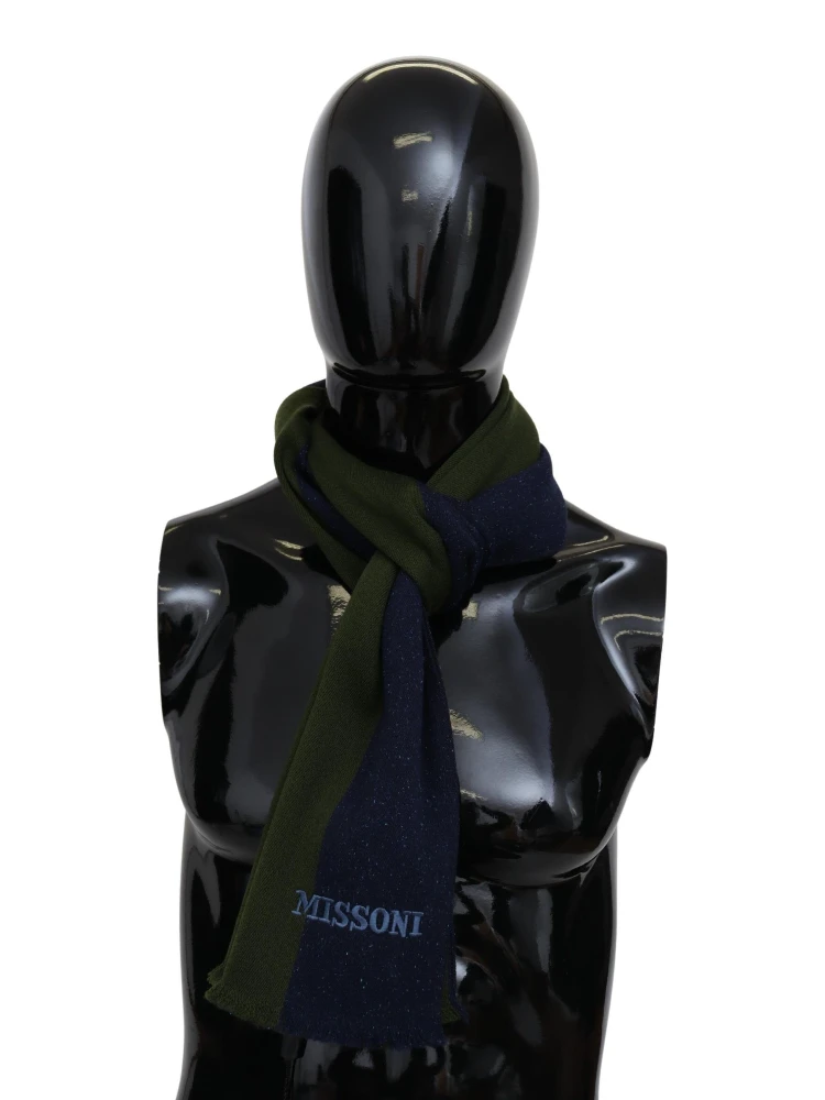 Green Striped Wool Unisex Neck Wrap Shawl Blue