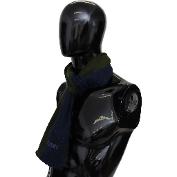 Green Striped Wool Unisex Neck Wrap Shawl Blue