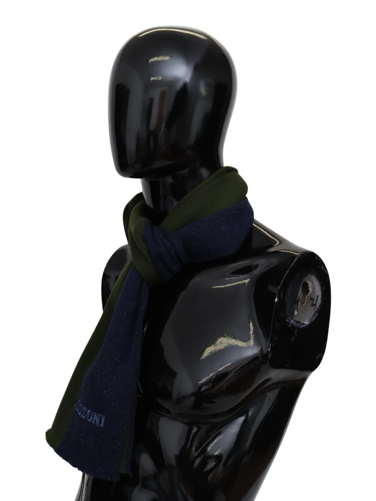 Green Striped Wool Unisex Neck Wrap Shawl Blue alternative