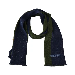 Green Striped Wool Unisex Neck Wrap Shawl Blue