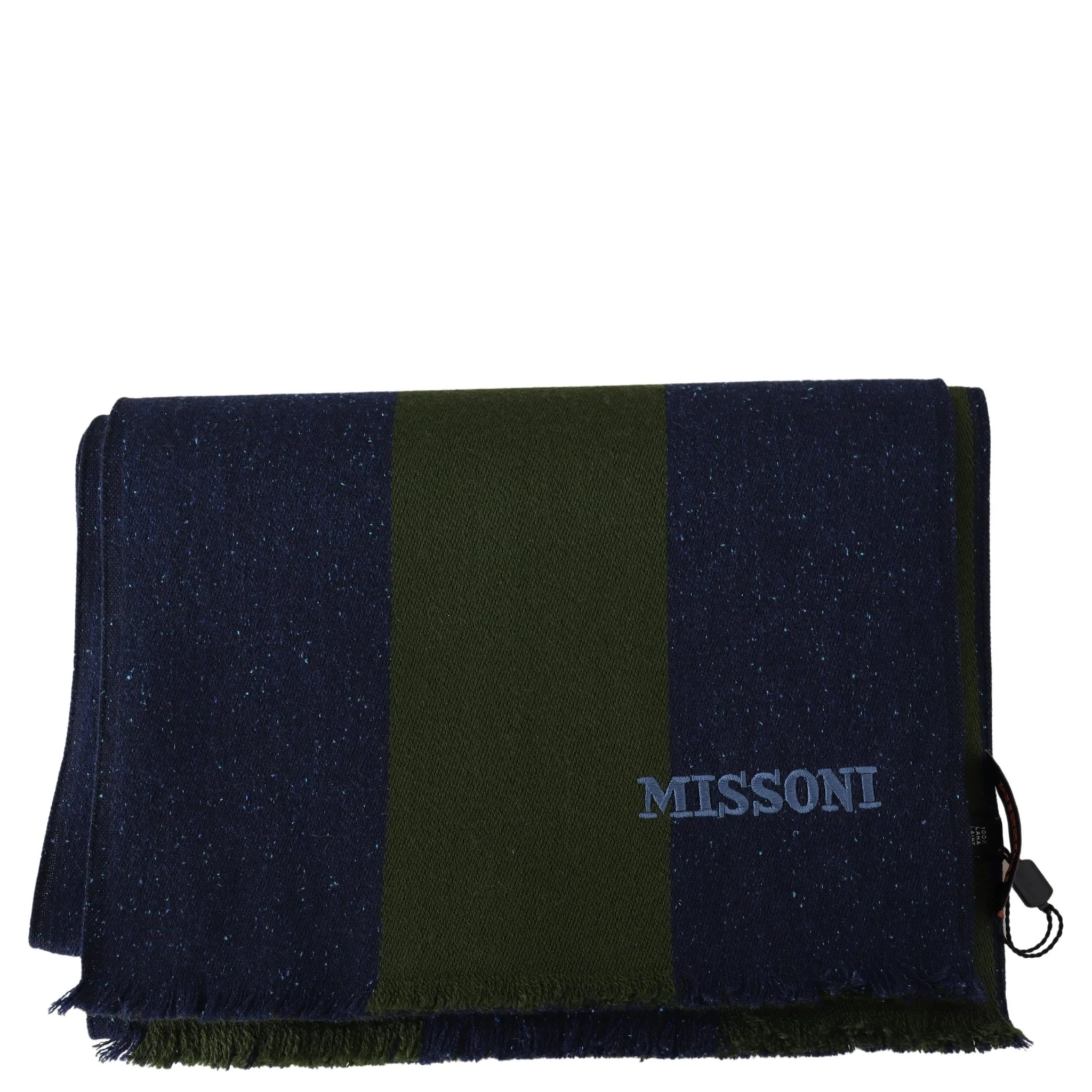 Green Striped Wool Unisex Neck Wrap Shawl Blue