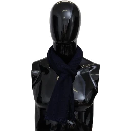 Blue Wool Knit Unisex Neck Wrap Scarf