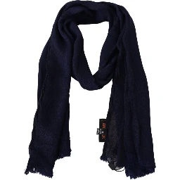 Blue Wool Knit Unisex Neck Wrap Scarf