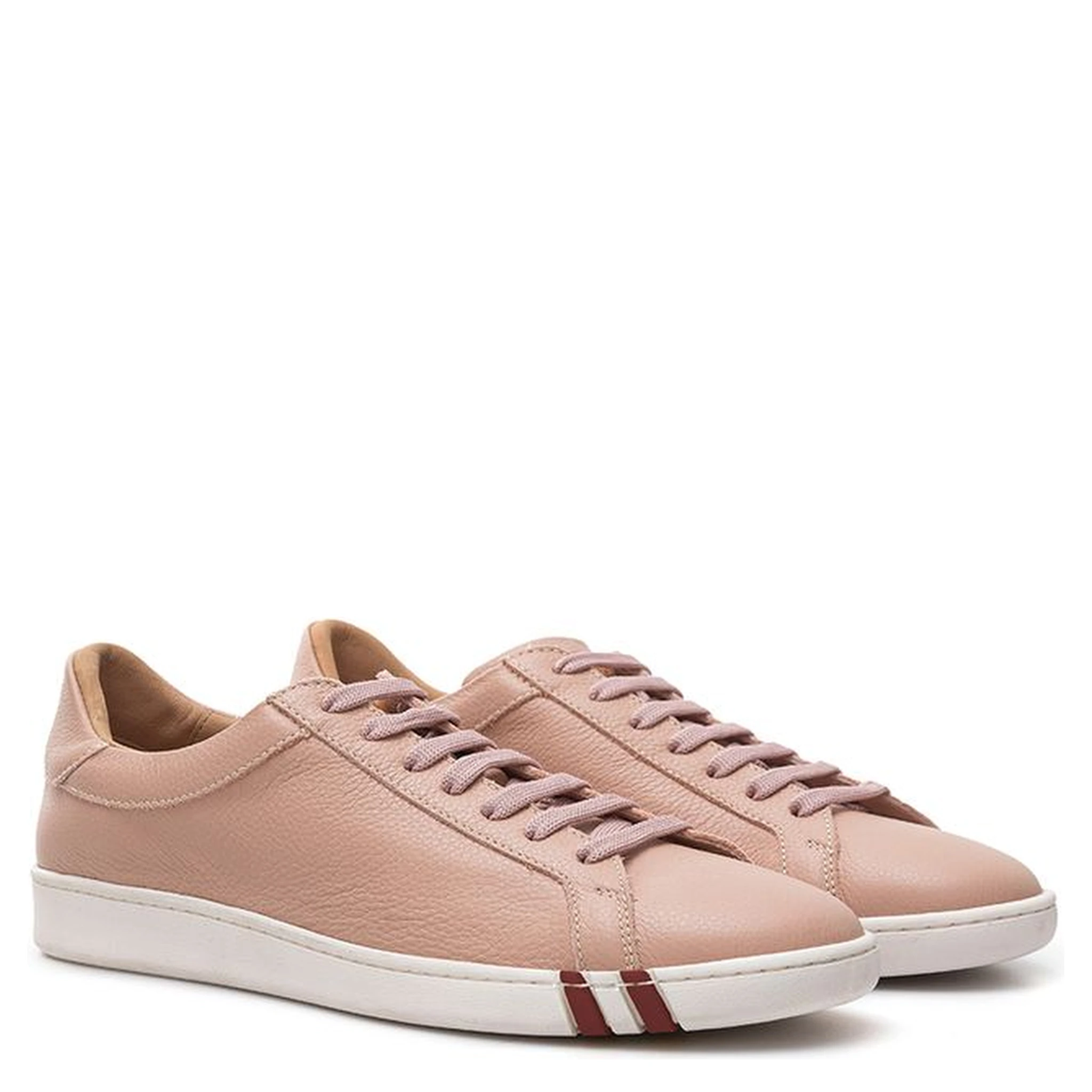Pink Leather Low Top Sneakers