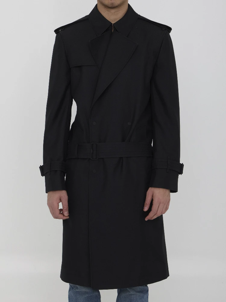 Long trench coat in silk blend
