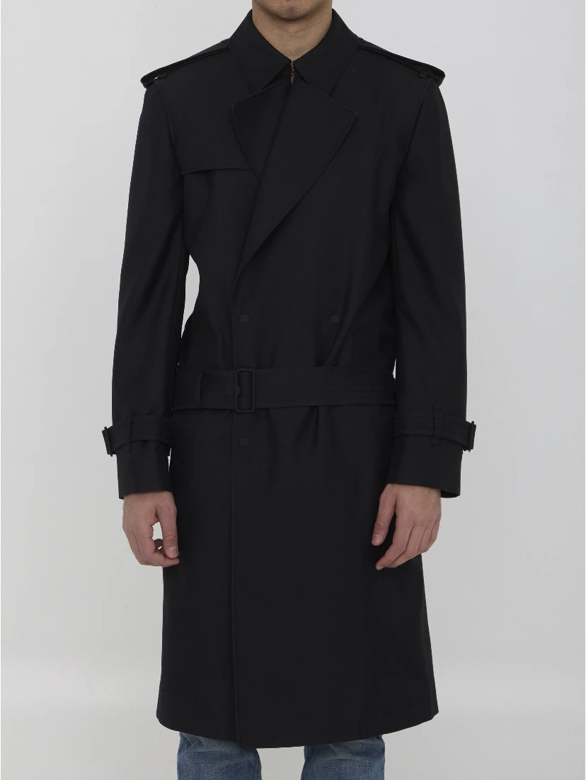 Long trench coat in silk blend