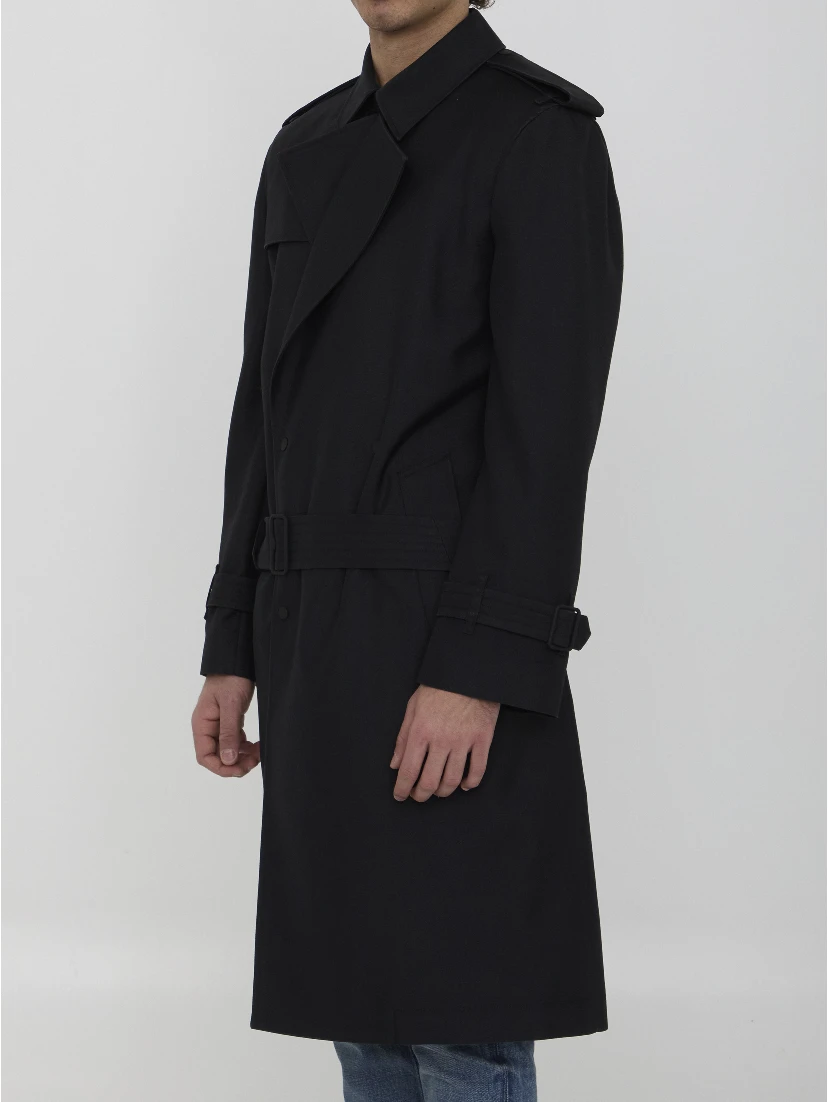 Long trench coat in silk blend