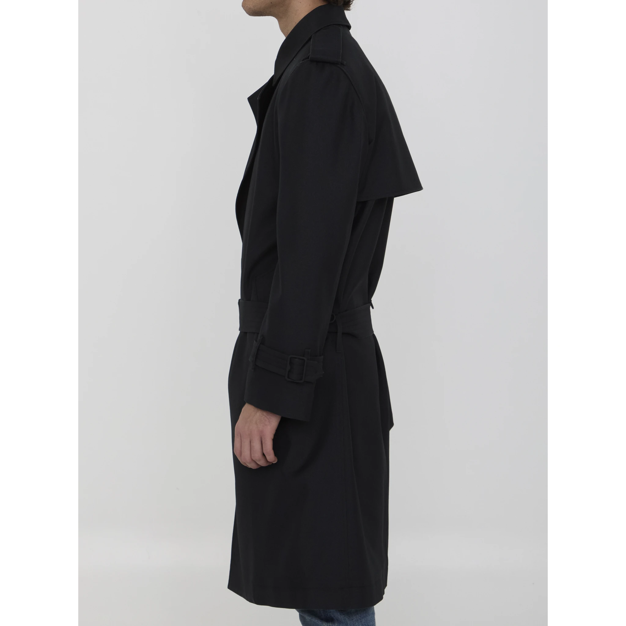 Long trench coat in silk blend