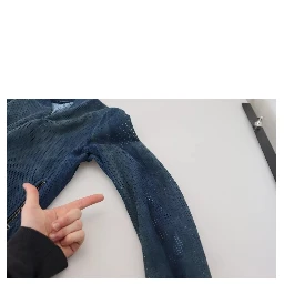 Blue Leather Perforated Full Zip Jacket