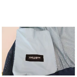 Blue Leather Perforated Full Zip Jacket
