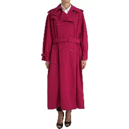 Dark Pink Double Breasted Trench Coat Jacket
