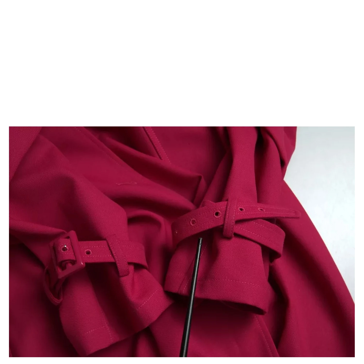 Dark Pink Double Breasted Trench Coat Jacket