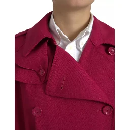 Dark Pink Double Breasted Trench Coat Jacket