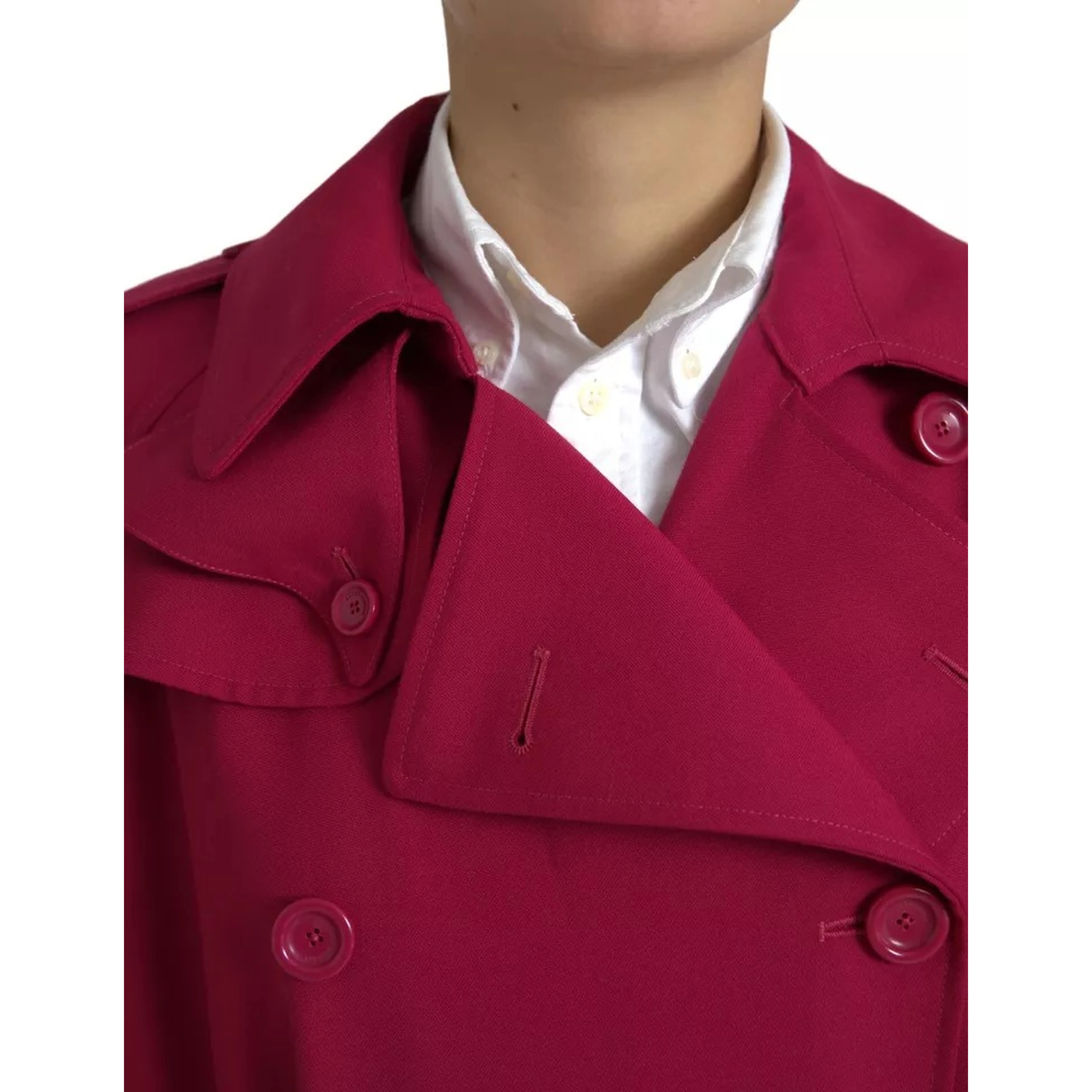 Dark Pink Double Breasted Trench Coat Jacket