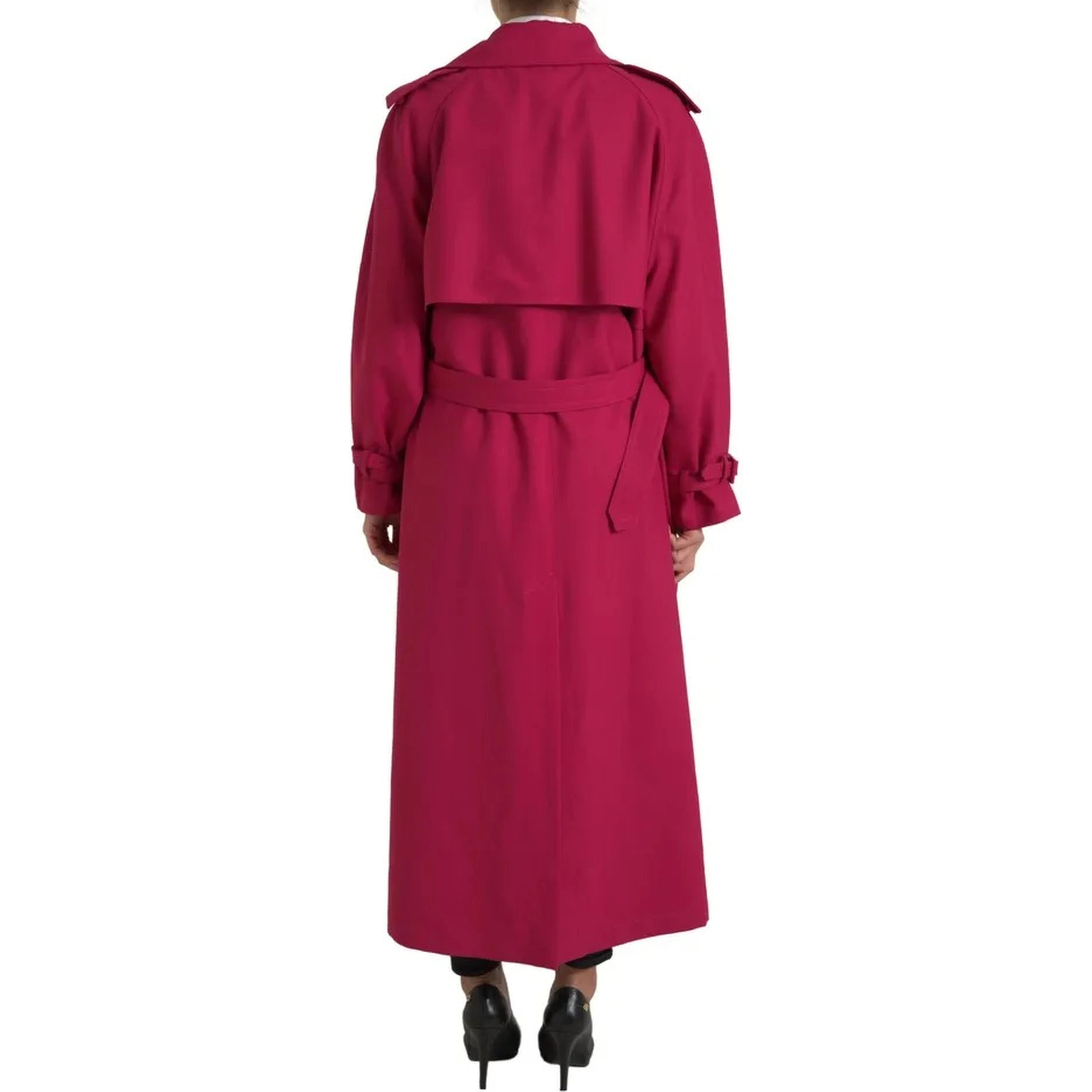 Dark Pink Double Breasted Trench Coat Jacket
