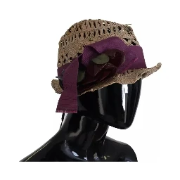 Brown Ribbon Floral Embellished Straw Hat