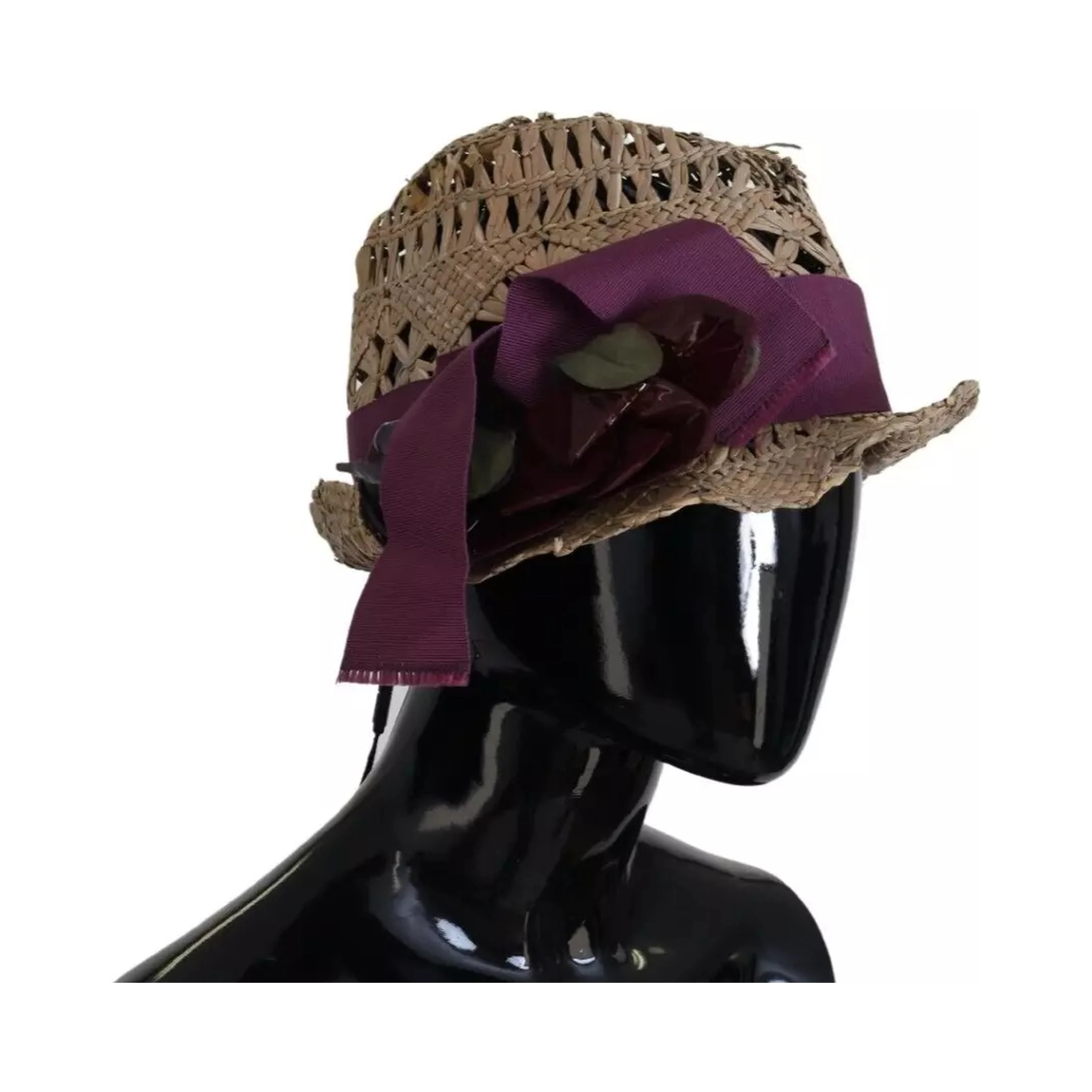Brown Ribbon Floral Embellished Straw Hat