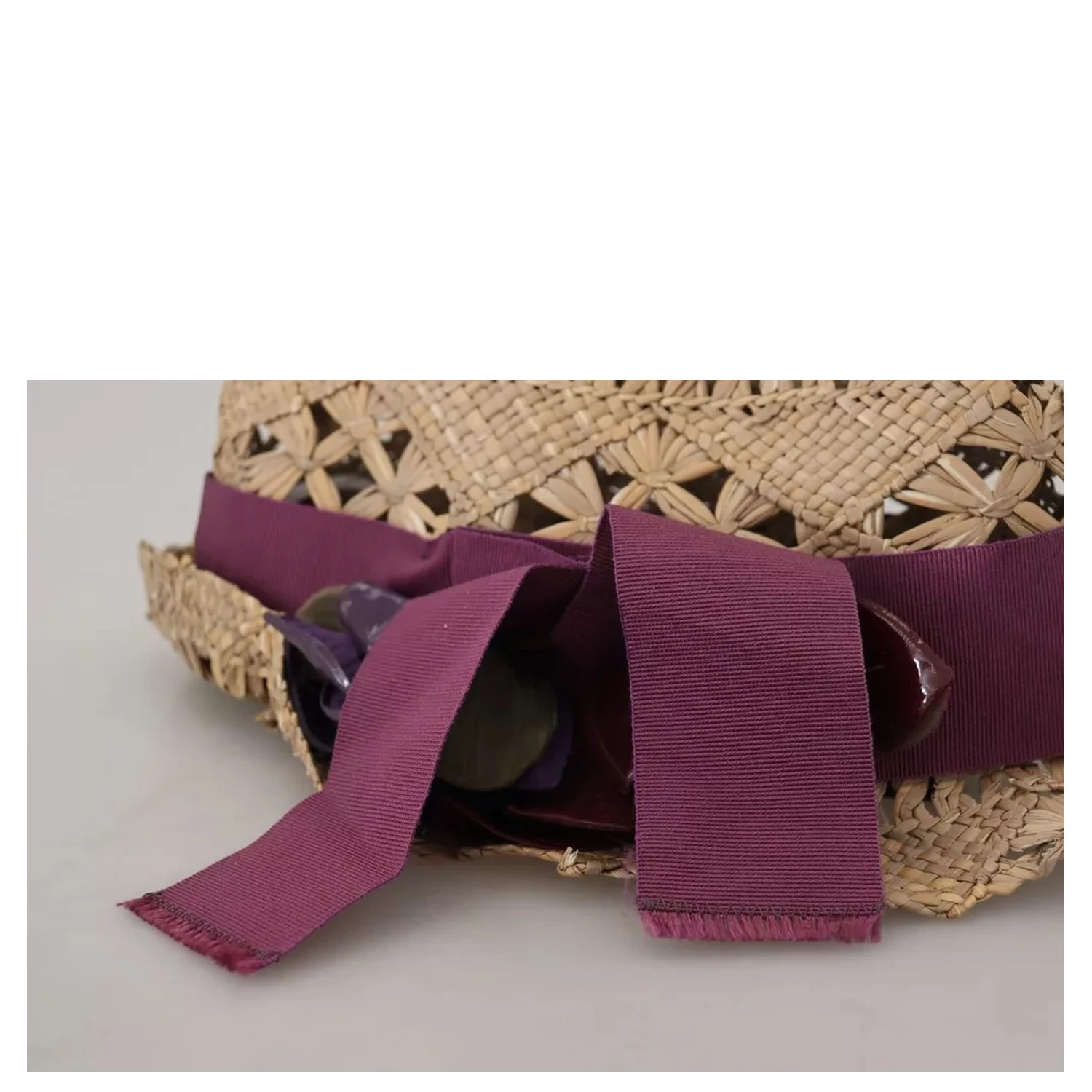 Brown Ribbon Floral Embellished Straw Hat