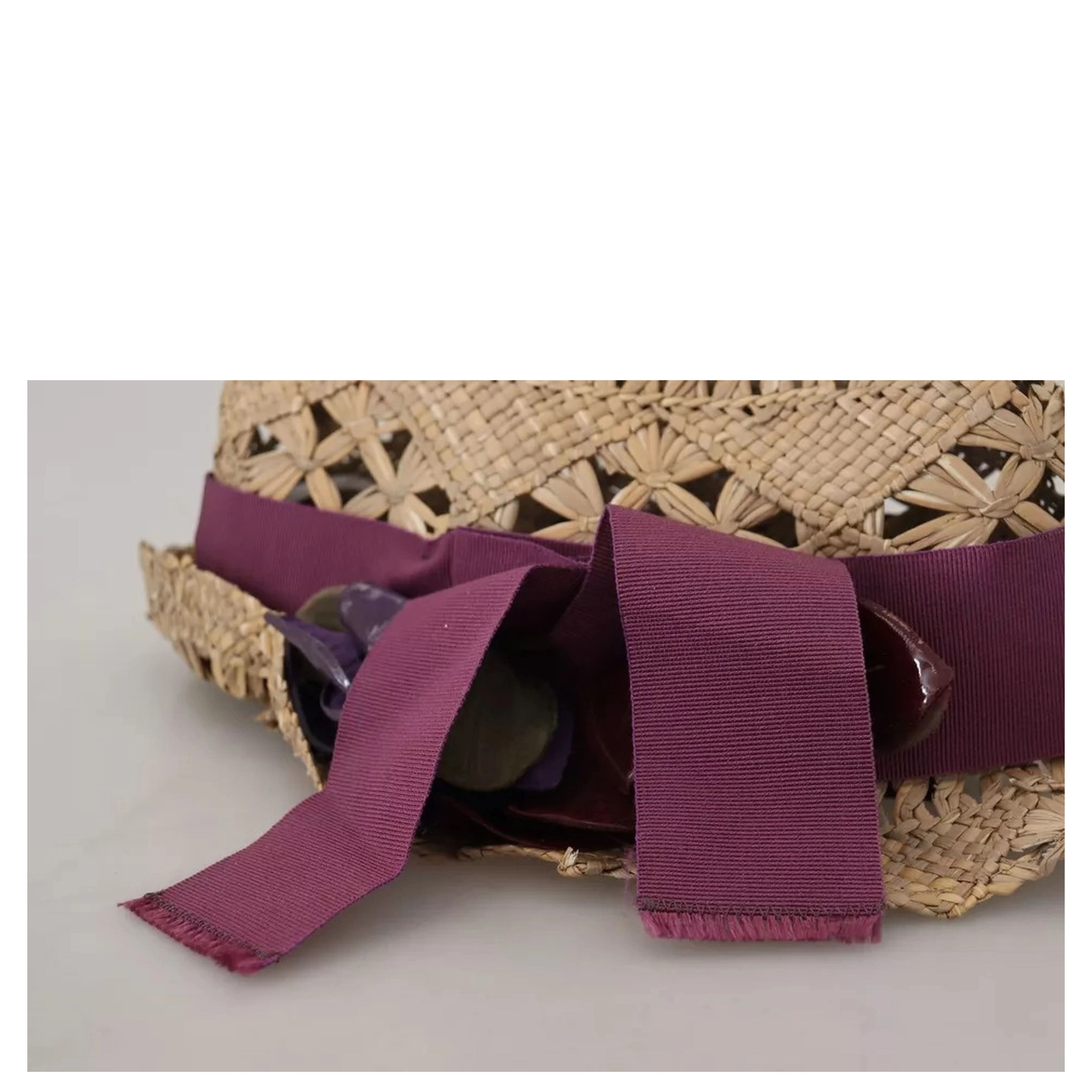 Brown Ribbon Floral Embellished Straw Hat