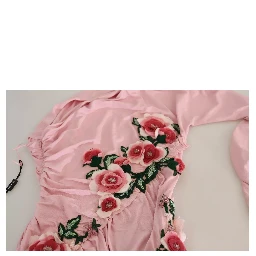 Pink Flower Embellished One Shoulder Dress