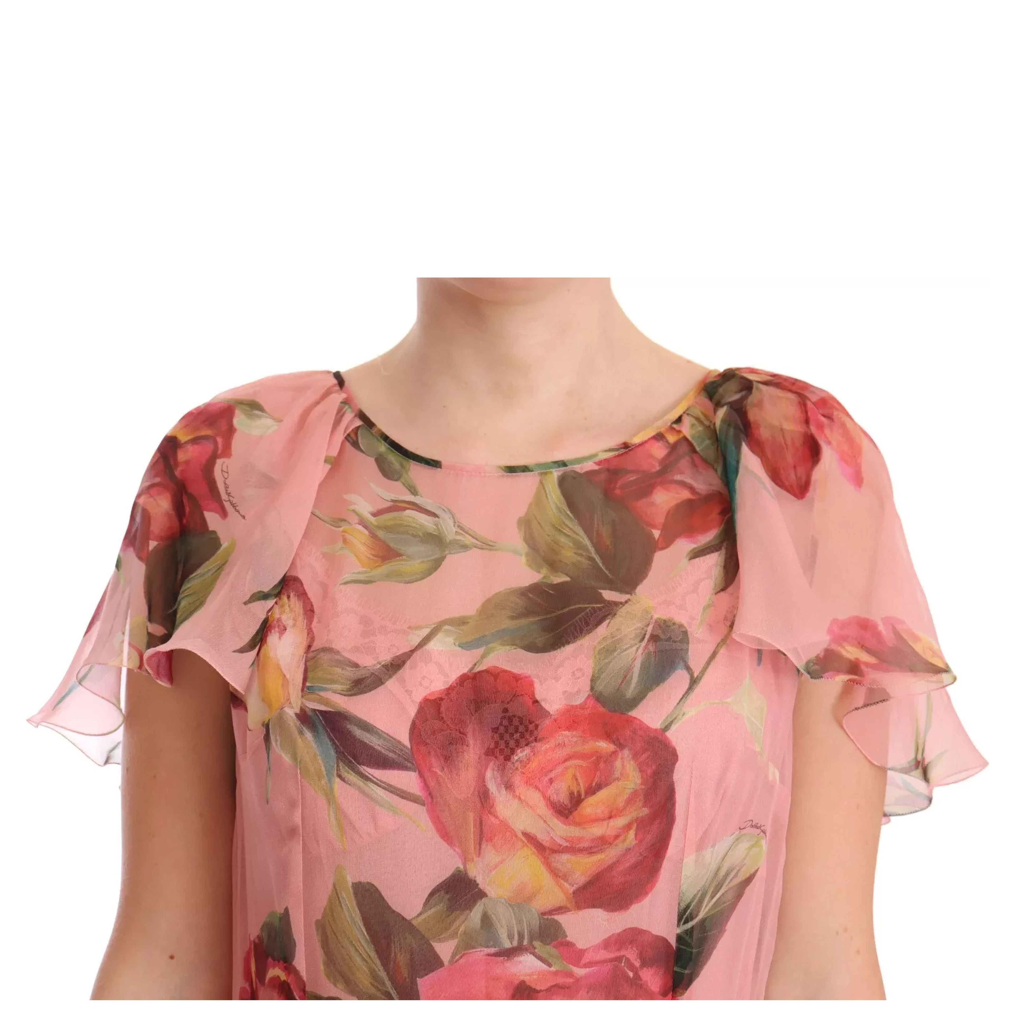 Pink Silk Floral Print Layered Maxi Dress