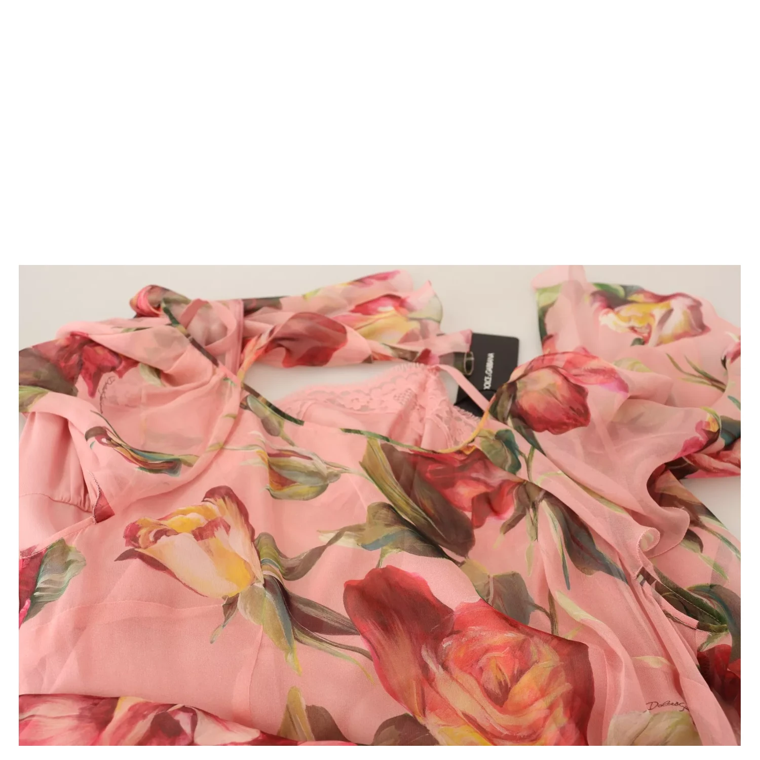 Pink Silk Floral Print Layered Maxi Dress