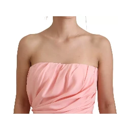 Pink Silk Stretch Strapless Sheath Dress