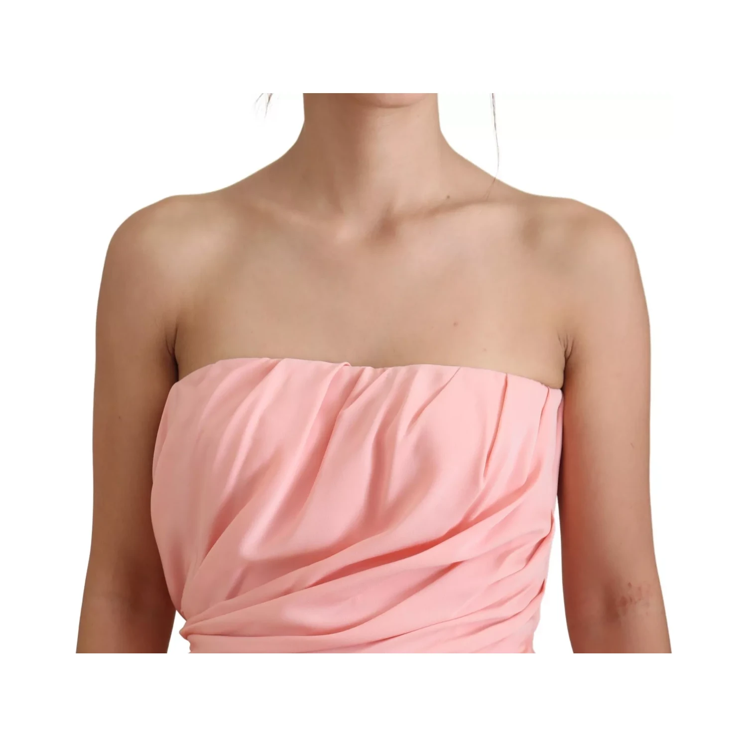 Pink Silk Stretch Strapless Sheath Dress