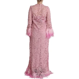 Shift Lilac Lace Feathers Long Sleeves Dress