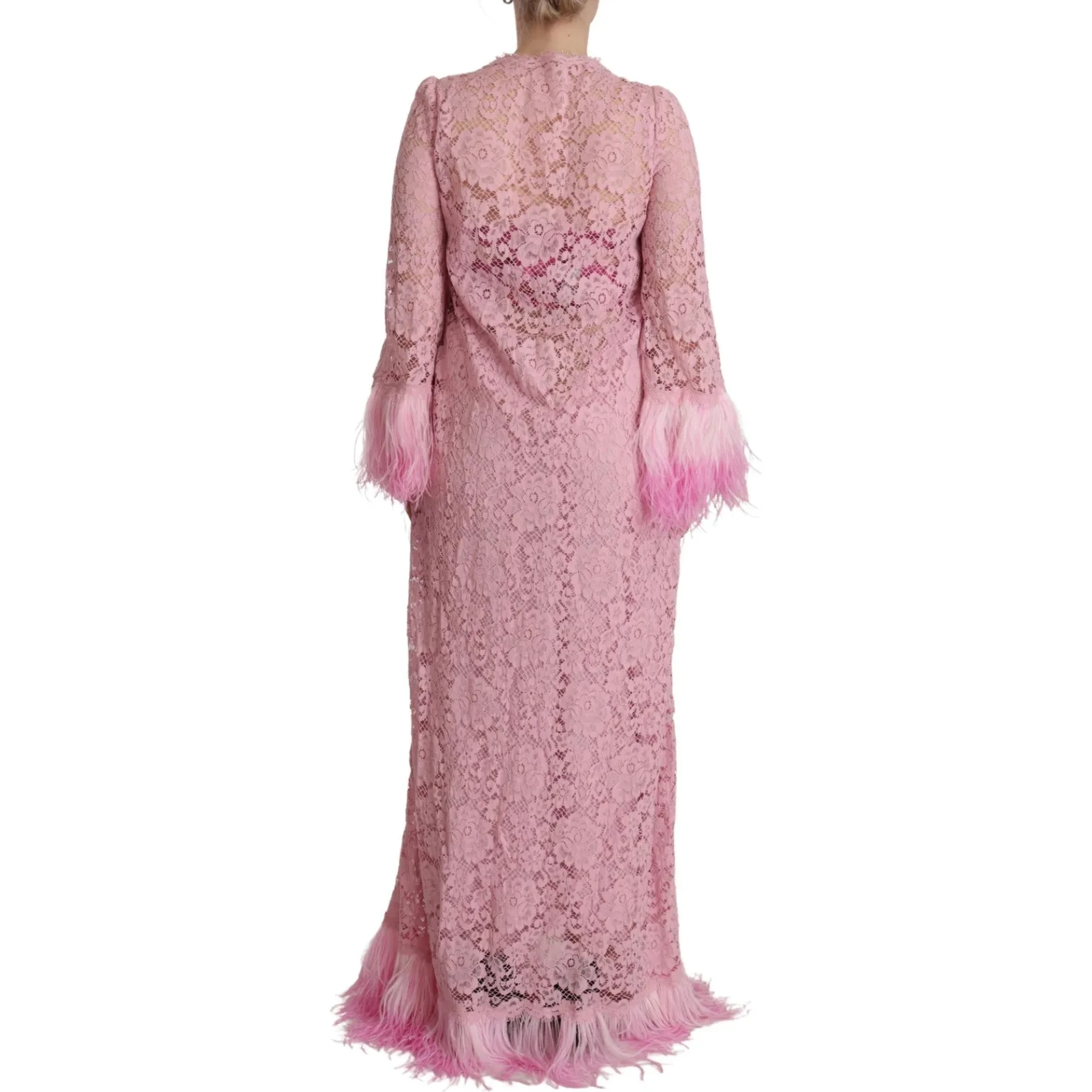 Shift Lilac Lace Feathers Long Sleeves Dress