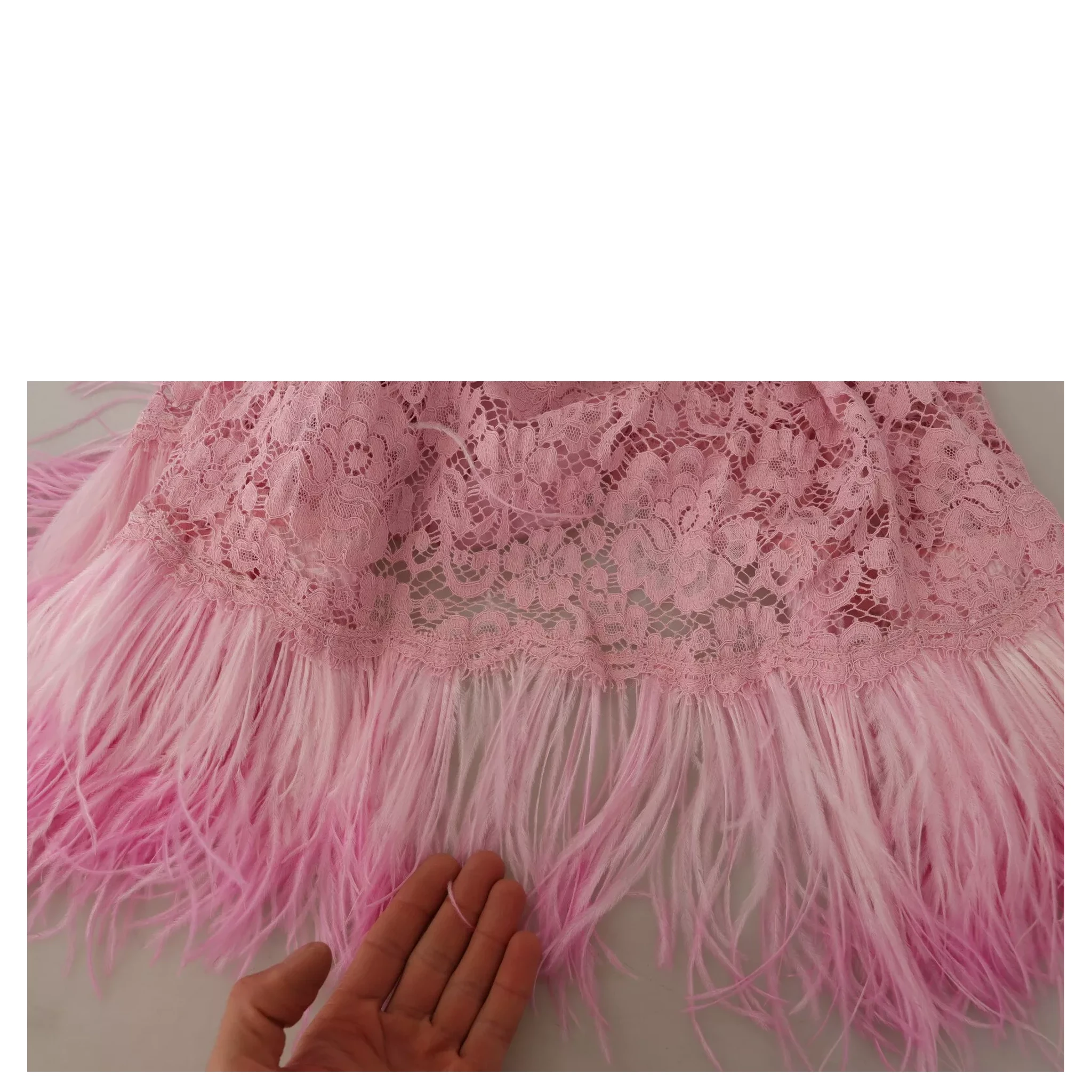 Shift Lilac Lace Feathers Long Sleeves Dress
