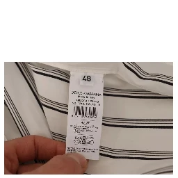 White Striped Cotton Robe Coat Wrap Jacket