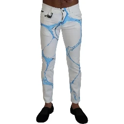 White Blue Cotton Skinny Denim Jeans