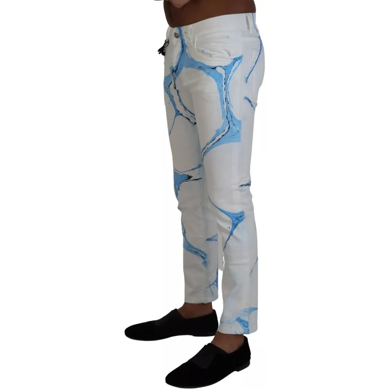 White Blue Cotton Skinny Denim Jeans