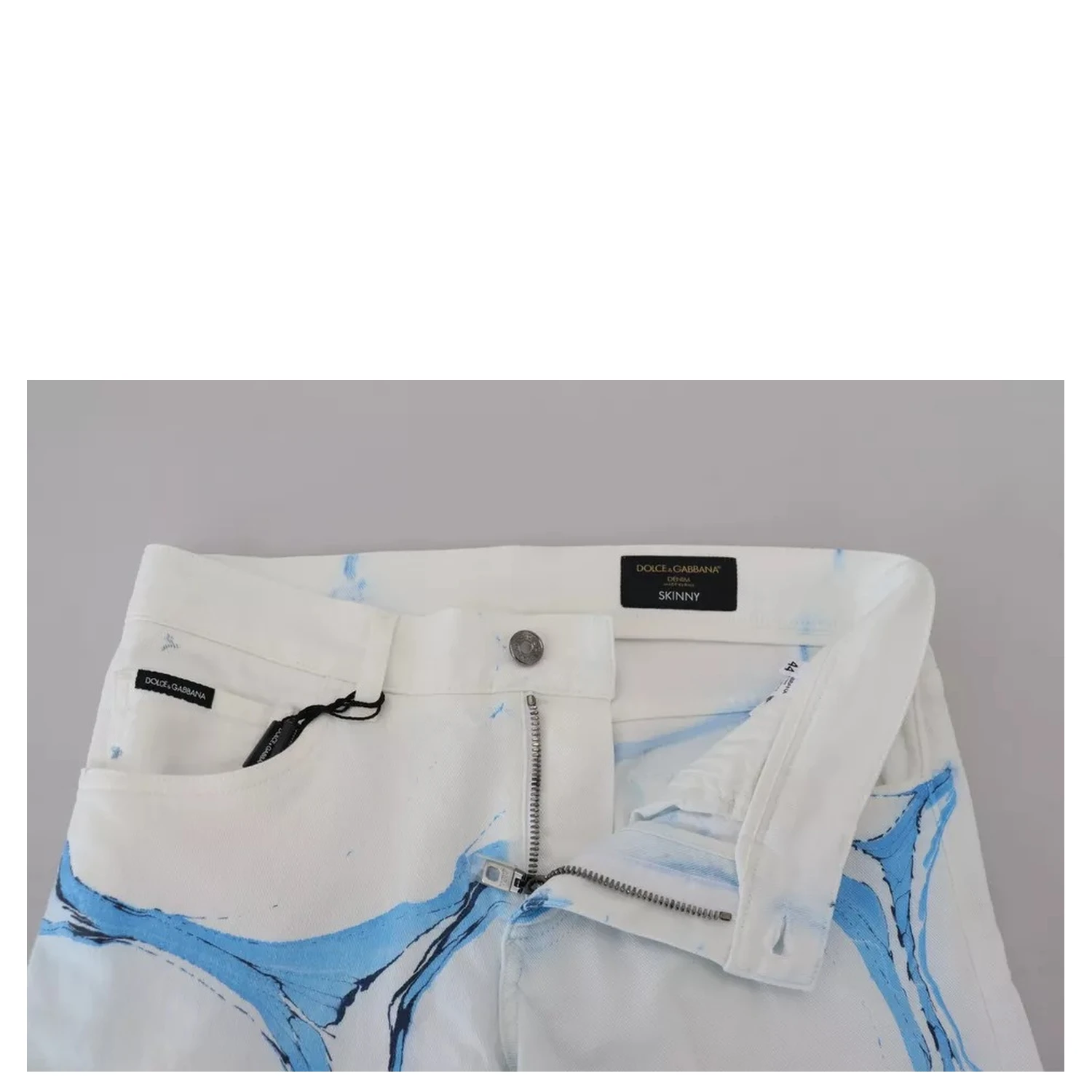 White Blue Cotton Skinny Denim Jeans