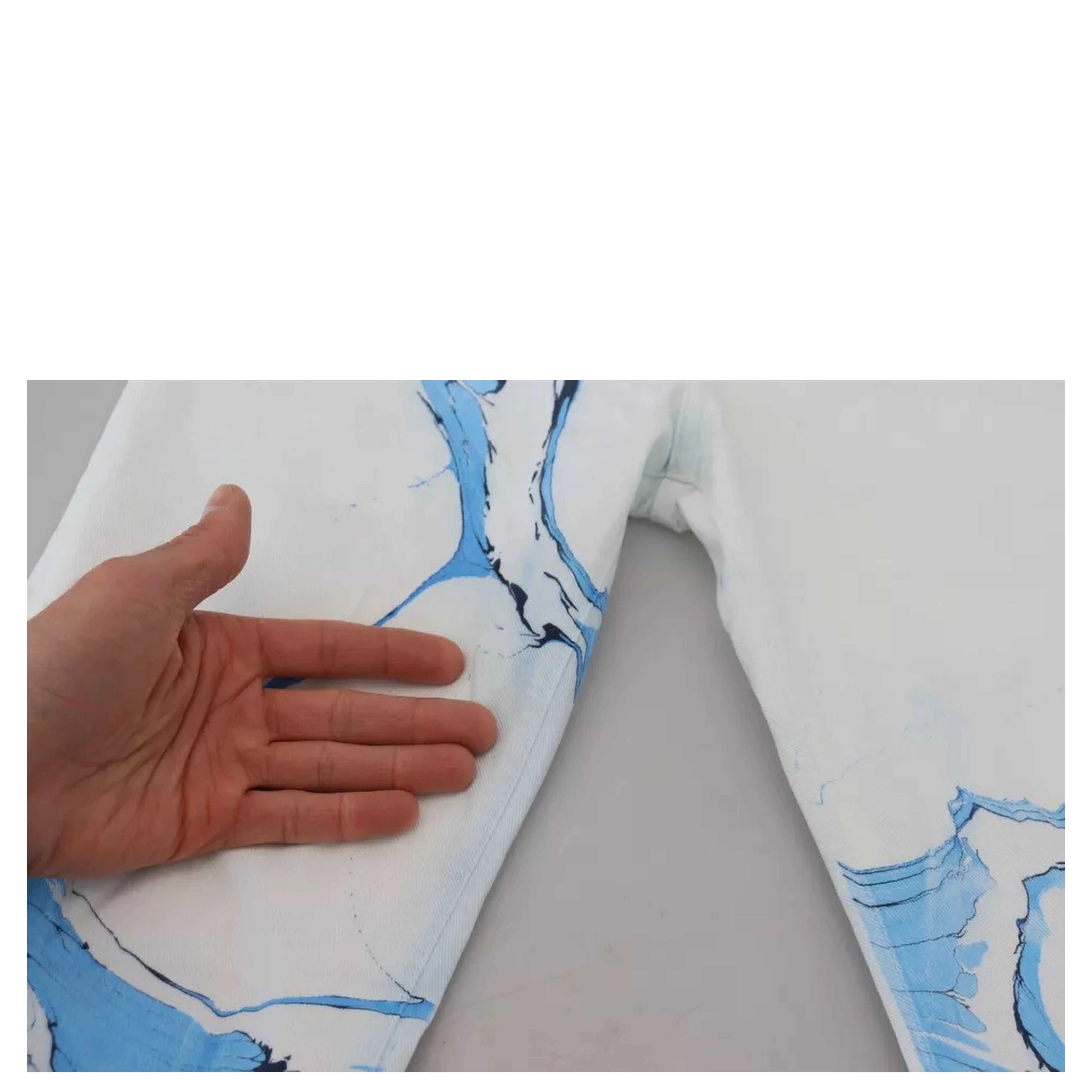 White Blue Cotton Skinny Denim Jeans