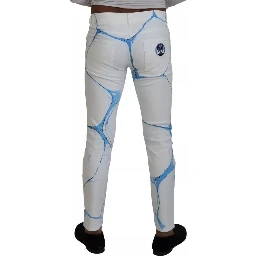 White Blue Cotton Skinny Denim Jeans