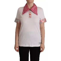 White Sartoria T-shirt Button Wide Collar Top