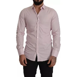 Light Pink Cotton Dress Formal Men GOLD Shirt